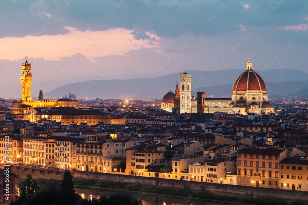 Beautiful view of Florence in sunset