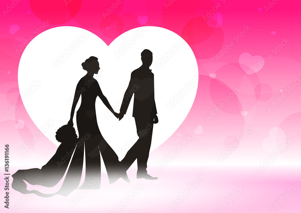 Wedding illustration, bride and groom Wedding illustration, bride and groom
