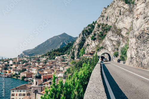 Fototapeta Naklejka Na Ścianę i Meble -  Scenic route on Lake Garda and beautiful village Limone sul Gard