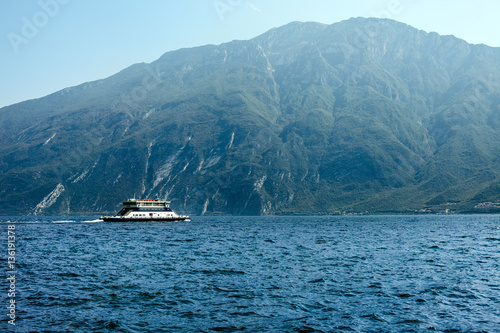 Scenic landscape of beautiful Garda lake and mountains, Italy