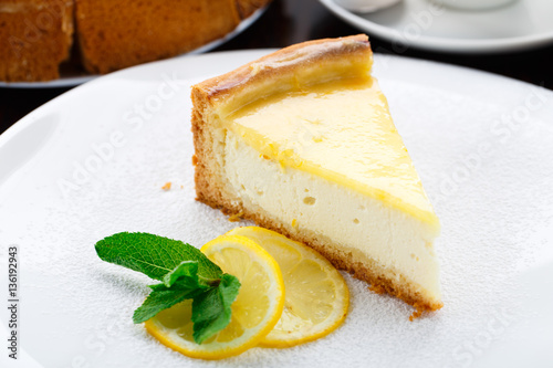 Lemon cheesecake on a plate