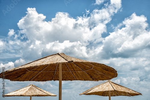 Beach umbrella on sunny day