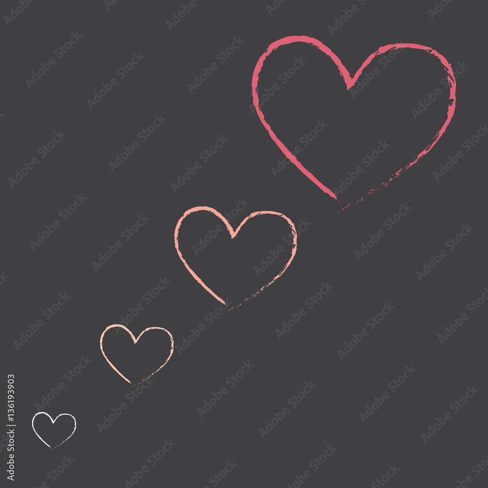Happy Valentines Day Heart Hand Drawing Vector .Happy Valentine's Day Chalkboard background.