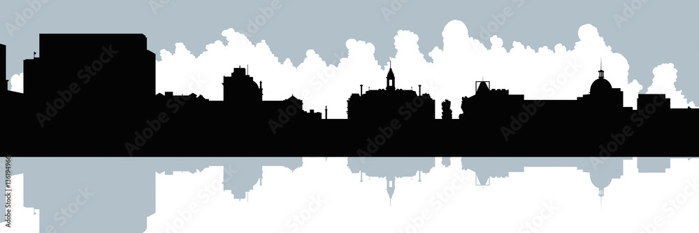 Skyline silhouette of the Vieux Port in the city of Montreal, Quebec, Canada. Skyline silhouette of the Vieux Port in the city of Montreal, Quebec, Canada.