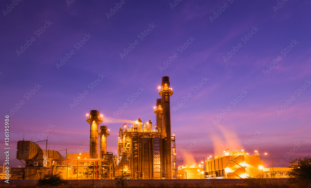 Twilight photo of power plant