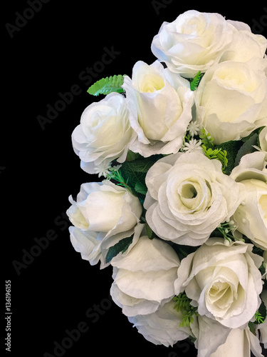 white roses decoration on black background