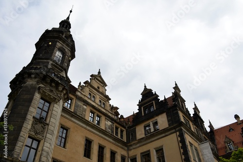 Architecture from Dresden in Germany and cloudy sky