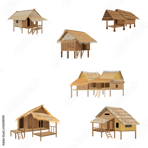 straw hut vector design