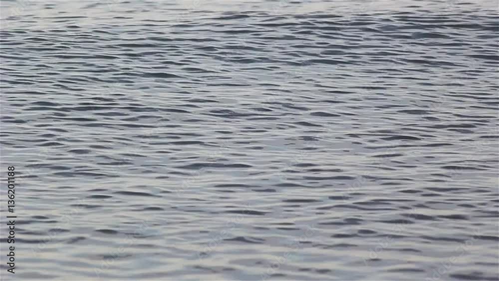 Wavy water surface with ripples at dusk. Gentle blue waves of the sea moving in a calm and soothing way. Useful for background or texture. 