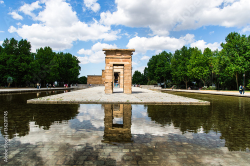 reflections at debod temple in madrid, Spain