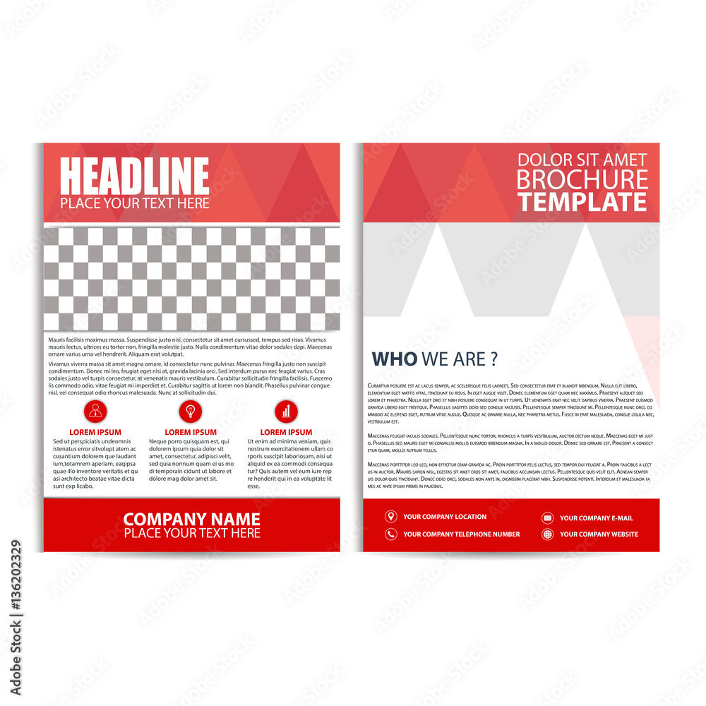 Abstract Red Color Flyer Design Template, Size A4,  Vector, Illustration