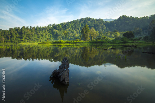 Beautiful lake no people with green forest at Situ Gunung West Java Indonesia