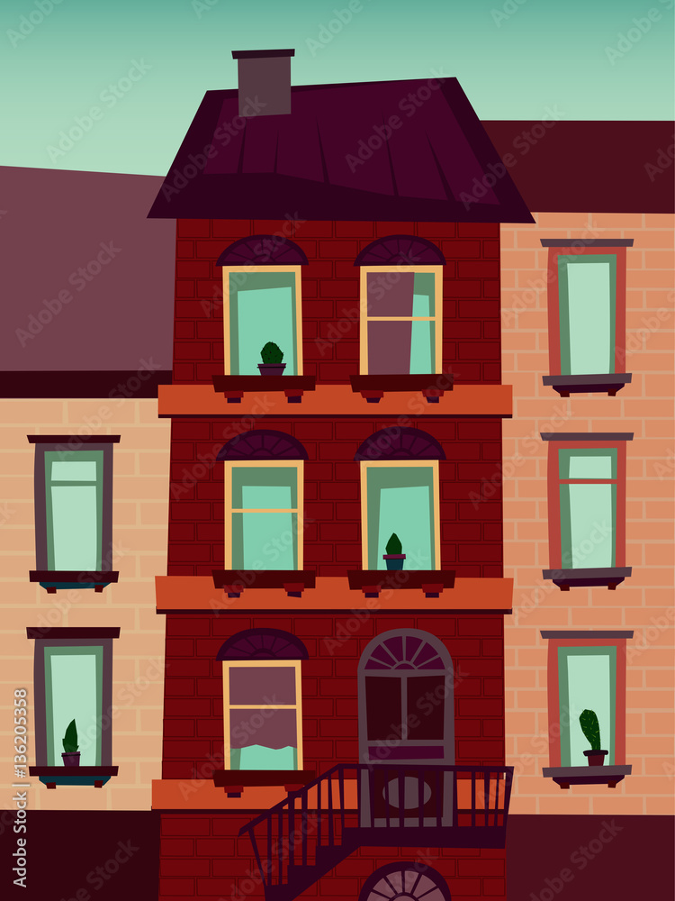 Catroon house building vector illustration
