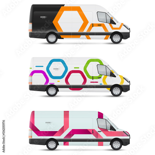 Mockup white bus. Set of design templates for transport. Branding for advertising  business and corporate identity.