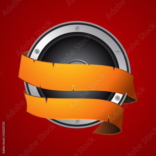 Loudspeaker and vintage banner background