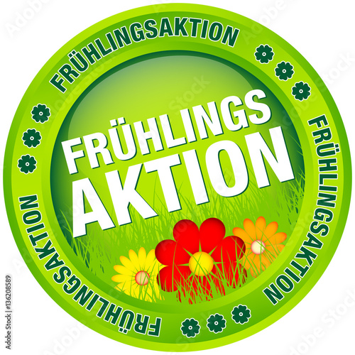 Button "Frühlingsaktion" grün/bunt