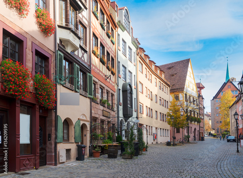 Historic street in old town of Nuremberg, Germany © neirfy
