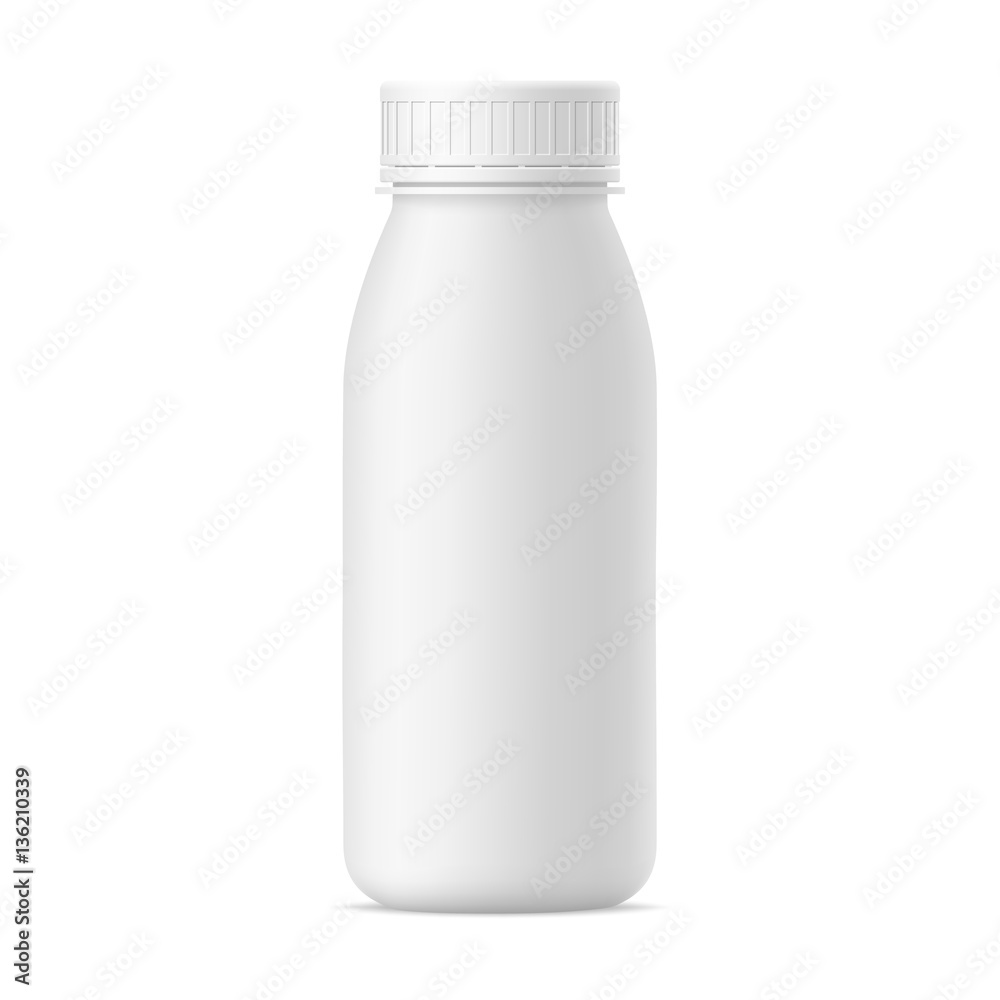 Vector realistic bottle of yogurt. Milk plastic bottle on white background Vector realistic bottle of yogurt. Milk plastic bottle on white background