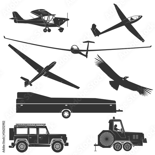 Set of vintage gliding elements.