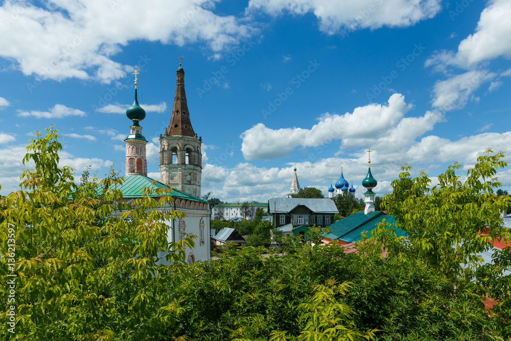 City landscape of the historical center of the ancient town of Suzdal in Russia