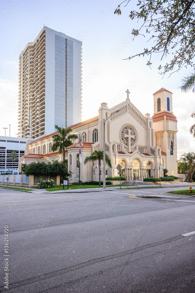 Trinity Episcopal Cathedral in Miami, Florida is the cathedral church of the Episcopal Diocese of Southeast Florida and inspired by the architecture of Roman Catholic cathedrals.