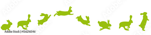 jumping Silhouettes of Easter bunnies green