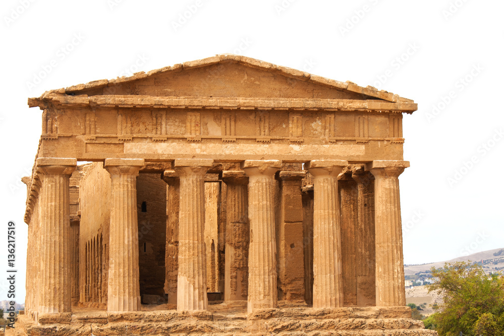 Ancient ruins Greek temple of Concord in the Valley of Temples, Agrigento, Sicily, Italy Ancient ruins Greek temple of Concord in the Valley of Temples, Agrigento, Sicily, Italy
