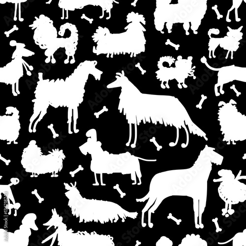 Funny dogs collection, seamless pattern for your design