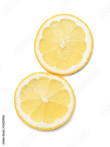 top view slice lemons isolated on white