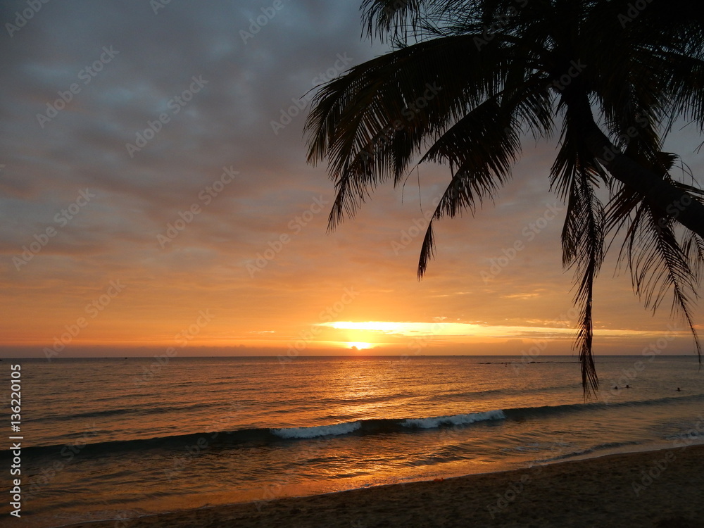Sunset in Ong Lang beach, Phu Quoc island, Vietnam