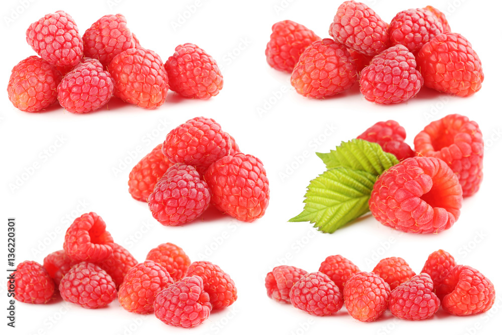 Red raspberry isolated on a white background
