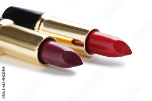 Colorful lipsticks isolated on a white