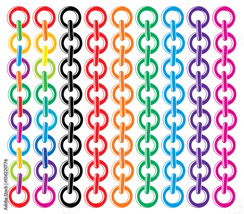 vector set of colorful metal chains
