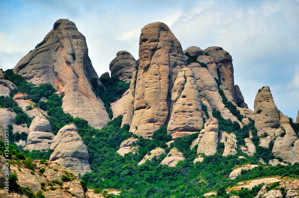 Bizarre rocks (cliffs) round the mountain of Montserrat. Bizarre rocks (cliffs) round the mountain of Montserrat.