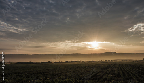 Beautiful countryside pale sunset