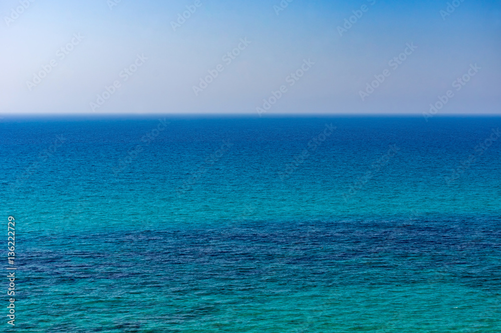 The blue sea of the whole picture.
