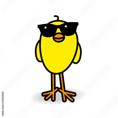 Yellow Chick Smiling Wearing Black Sunglasses