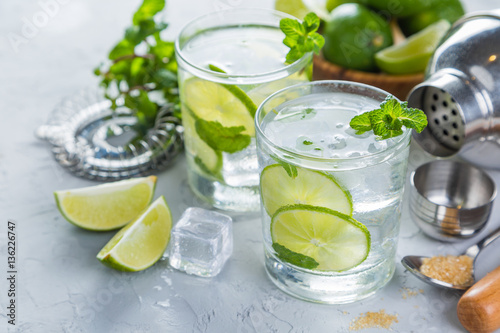 Mojito cocktail and ingredients