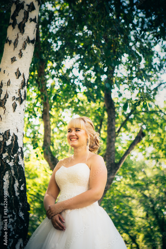 bride on the background of the forest bride on the background of the forest