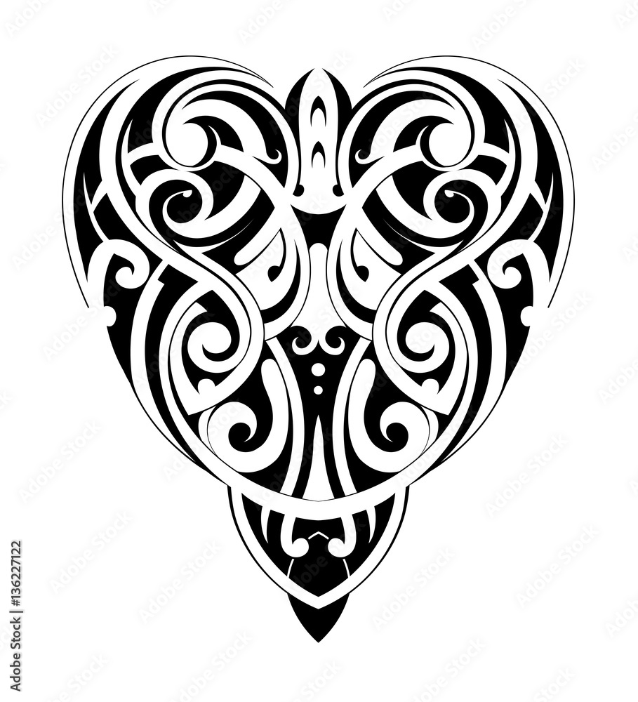 Maori style heart shape Maori style heart shape