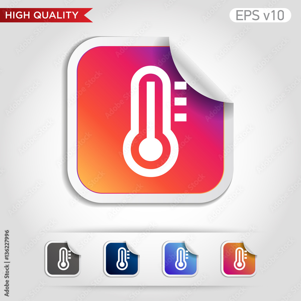 Thermometer icon. Button with thermometer icon. Modern UI vector. Thermometer icon. Button with thermometer icon. Modern UI vector.