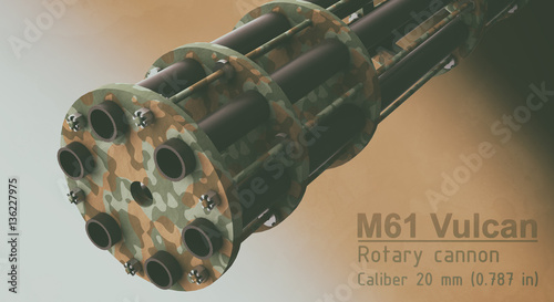 3D Model M61 Vulcan rotary cannon photo
