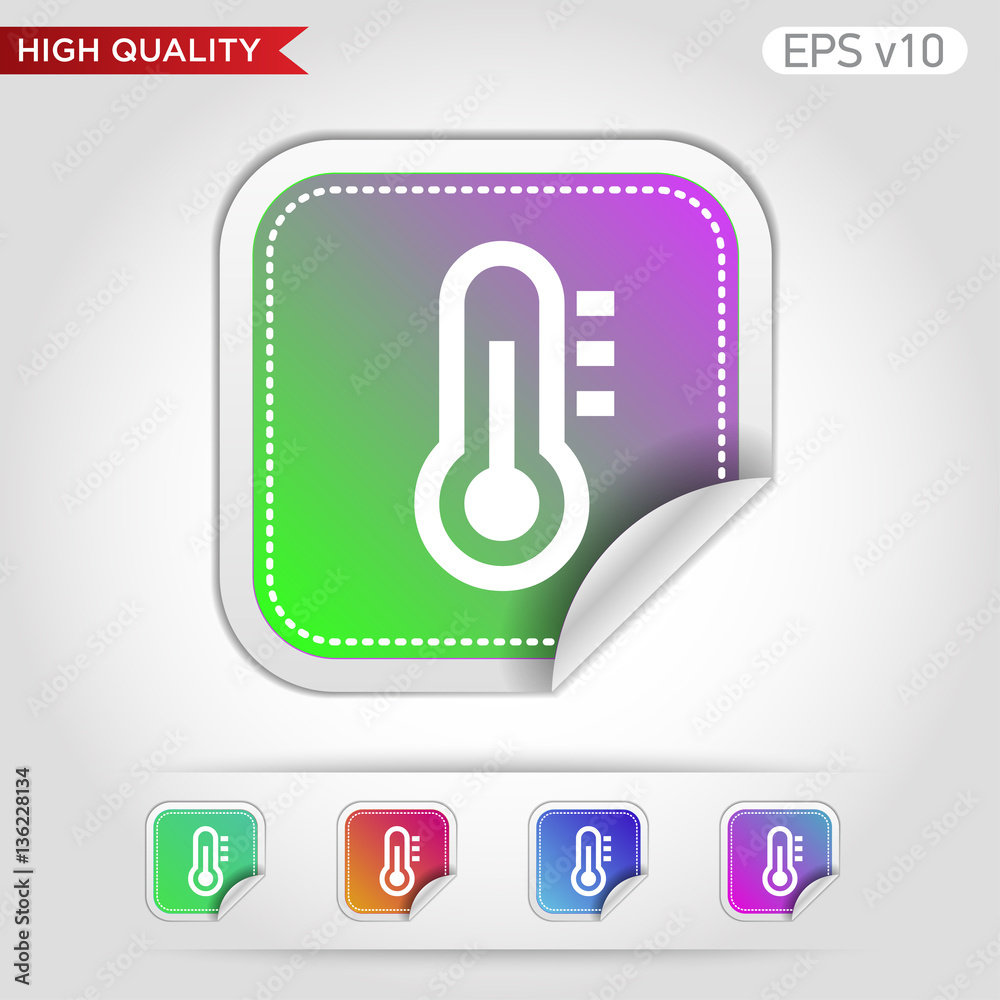 Thermometer icon. Button with thermometer icon. Modern UI vector.