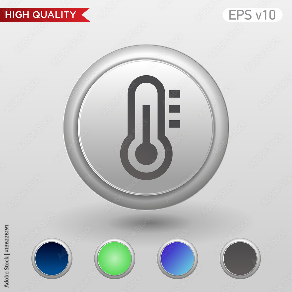 Thermometer icon. Button with thermometer icon. Modern UI vector. Thermometer icon. Button with thermometer icon. Modern UI vector.
