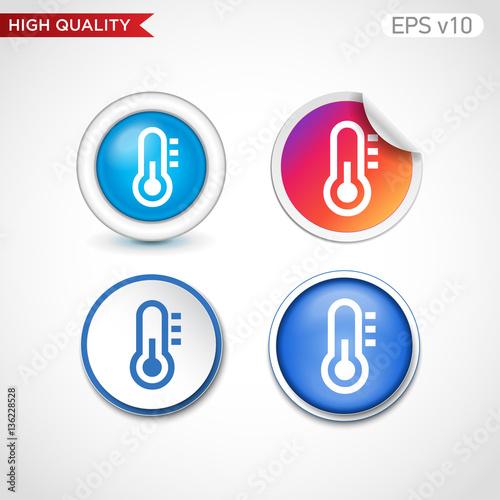 Thermometer icon. Button with thermometer icon. Modern UI vector.