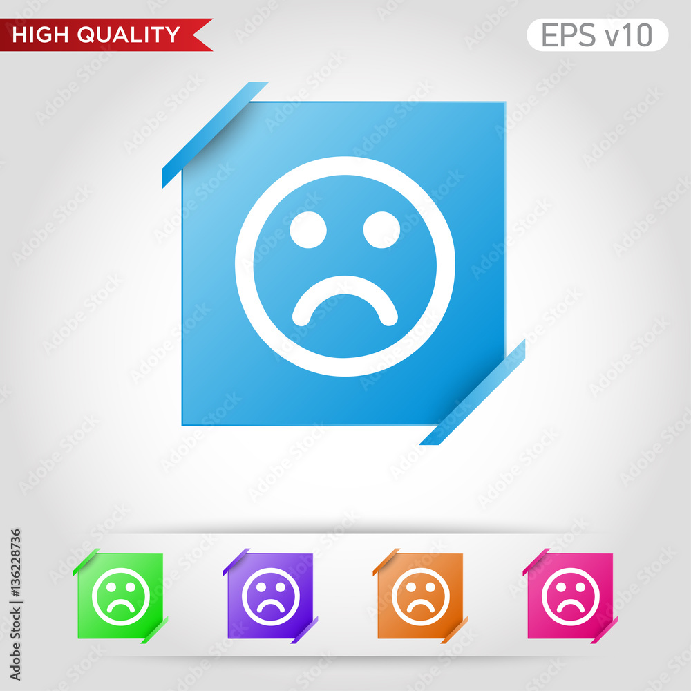 Naklejka premium Bad smile icon. Button with bad smile icon. Modern UI vector.