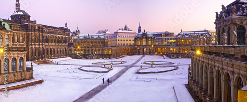 Dresden, im Schnee, Zwinger, abends photo