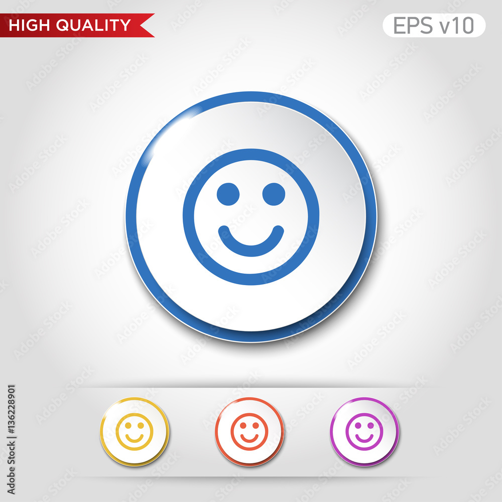 Smile icon. Button with smile icon. Modern UI vector. Smile icon. Button with smile icon. Modern UI vector.