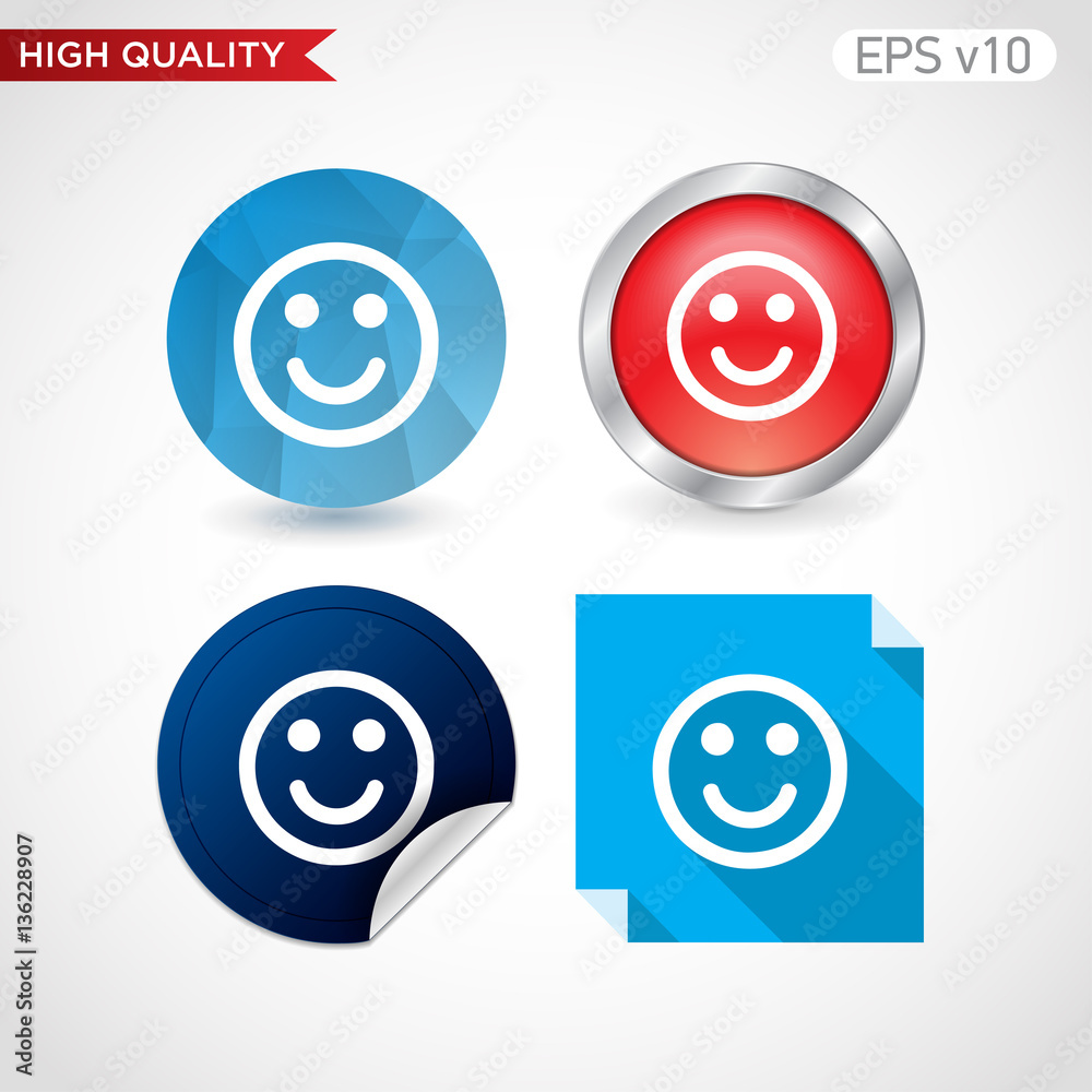 Smile icon. Button with smile icon. Modern UI vector. Smile icon. Button with smile icon. Modern UI vector.