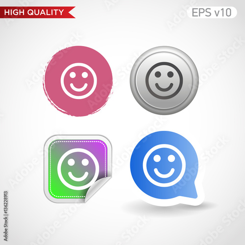 Smile icon. Button with smile icon. Modern UI vector.